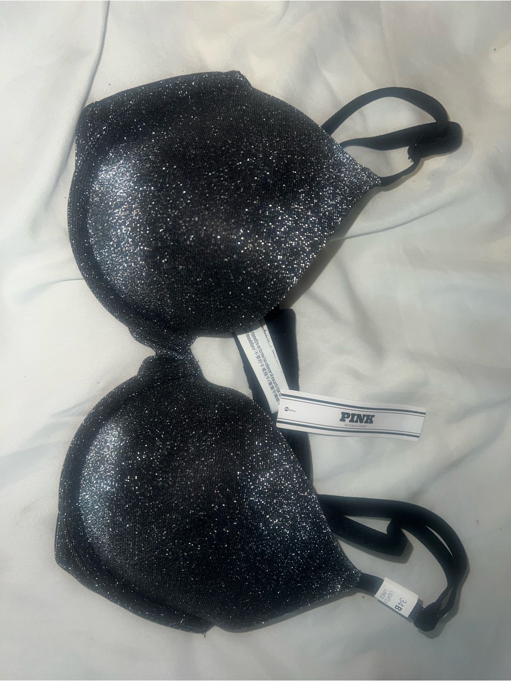 Victoria's Secret PINK Shimmery Black Glitter Push-Up Bra
